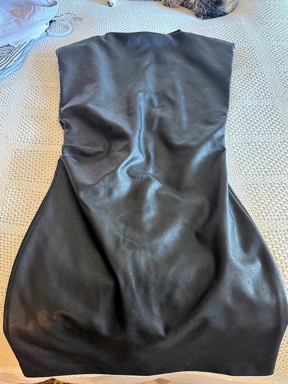 ZARA Black Faux Leather Mini Dress Size Small Like New